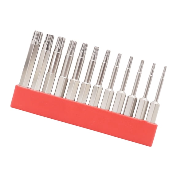 Lynono 12Pcs 50/75/100mm 1/4inch Hex Shank Blossom Head Magnetic Screw Driver Bit Set Security Star Screwdriver Kit Tool