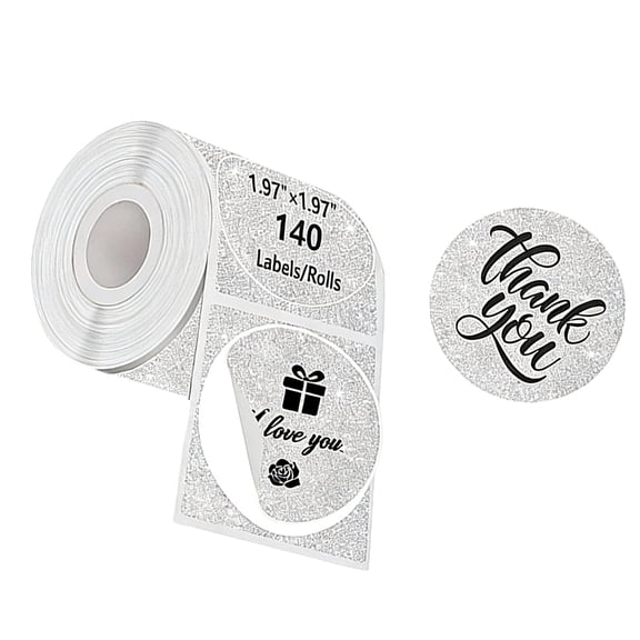 Lynono 140Pcs Shimmering Round Thermal Labels Sticker Oil and Water Resistant For Document Organization And Craft Decoration