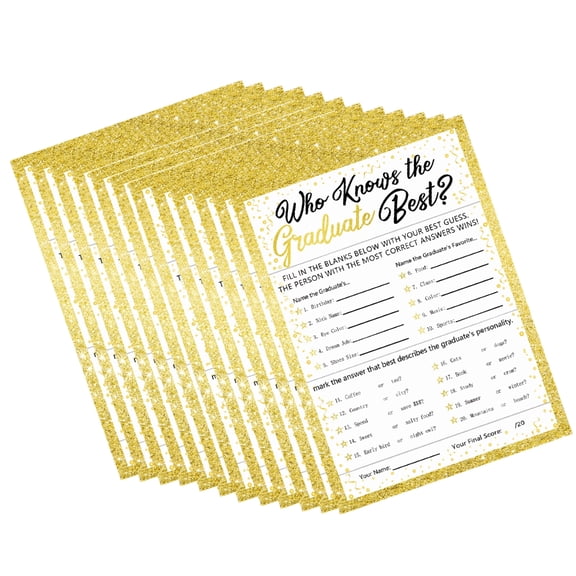 Lynono 24PCS Graduation Party Who Knows Graduate Best Game Cards Set For Students And Teachers Grad Celebration Supplies