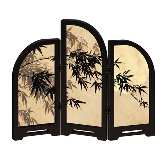 Lynono 3 Panel Divider Mini Folding Screen Feng Shui Ornament for Office Home Decors