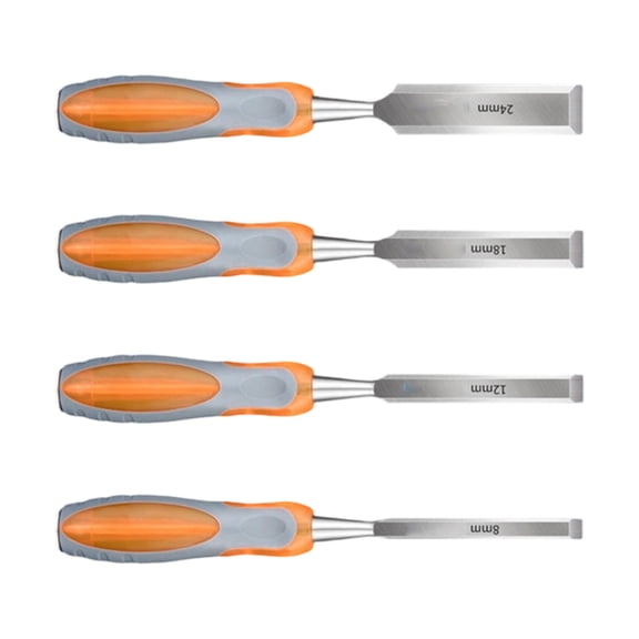 Lynono 4Pcs Multifunctional Woodworking Carving Chisels Set High Hardness Carving Cutter Flat Chisels Multiple for Professional