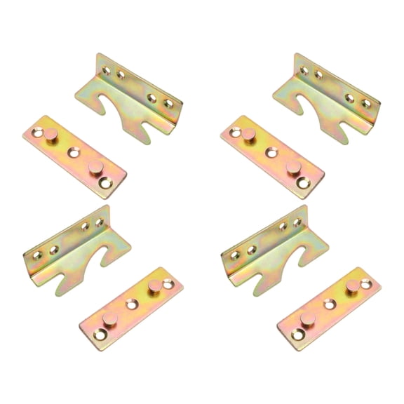 Lynono 4Set Metal Bed Frame Fasteners Easy Install Furniture Hardware Bed Rail Bracket