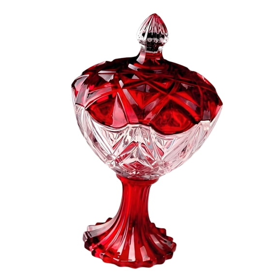 Lynono Candy Dish with Lid Crystal Candy Bowl Decorative Storage Jar for Office Desk,Jewelry Box Glass Buffet Biscuit Container
