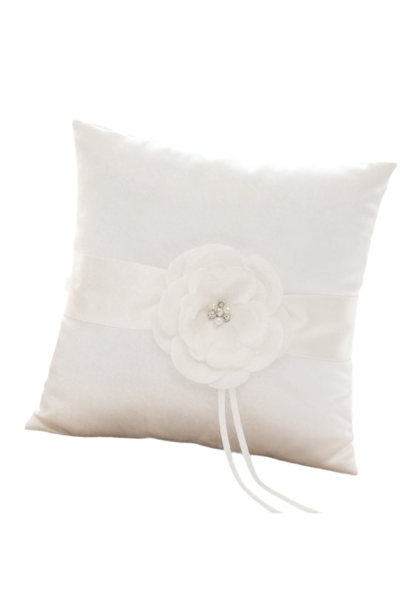 Charm Flower Decors Rings Pillow For Romance Weddings Square Soft Satined Design Wedding Rings Cushion for Rings Exchange