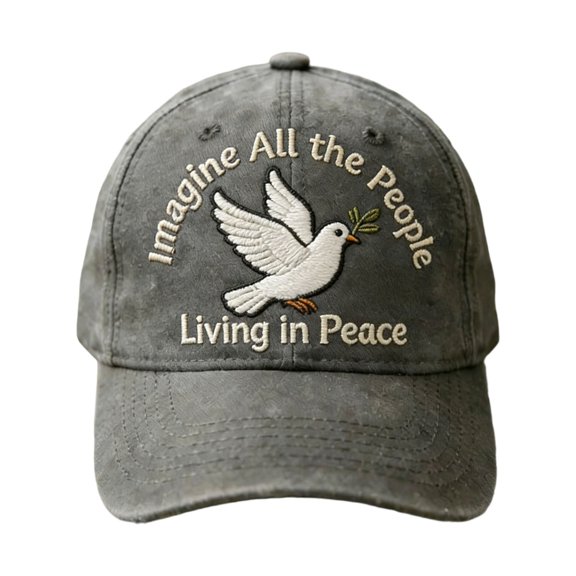 Lynono Classical Baseball Hat Travel Outdoor Sunhat For Adults Embroidered Peace Symbol Color Option Duck Tongue Cap