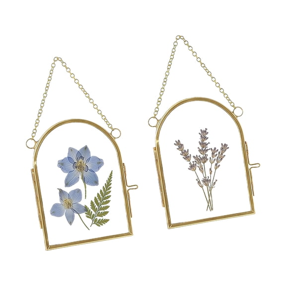 Lynono Co.,Ltd 2Pcs Double Glass Miniature Frame for Pressed Flower FloatingHang1ngPhoto Frame with Chain for Display Gallery Artwork