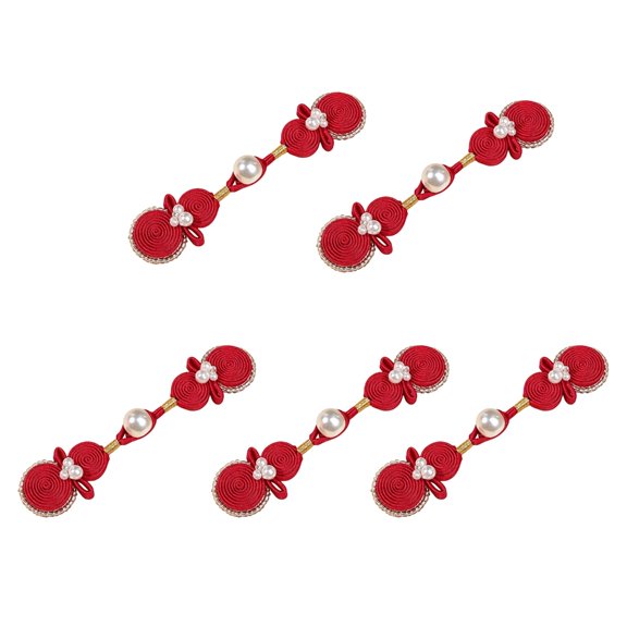 Lynono Co.,Ltd 5Pcs Pearls Gourd Cheongsam Knot Button Chinese Knot Button Fasteners For Wedding Dress Traditional Costume Decoration