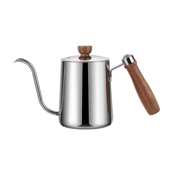 Lynono Co.,Ltd 600ML Long Gooseneck Spout Coffee Kettle WithW00dHandle And Scale SteelTe-Pot For Smooth Water Flows Control