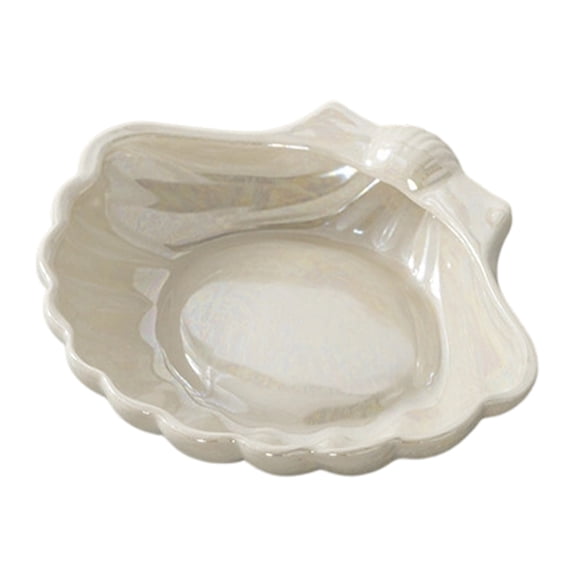 Lynono Co.,Ltd Artistic White SeaShe11Design Ceramic Plate Great For Accessories Storage
