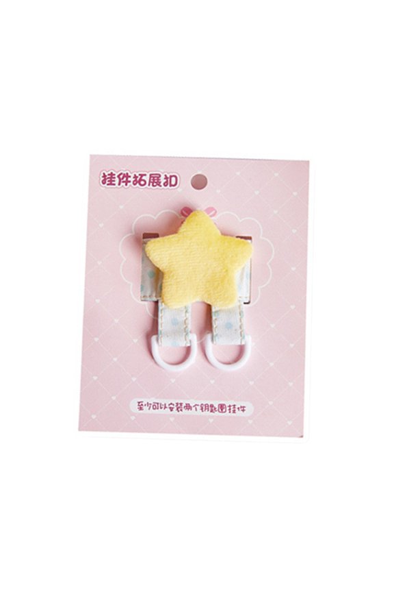 Colorful Plush Star And Heart Keychain with D-Shaped Hook For Bag Phone Charm