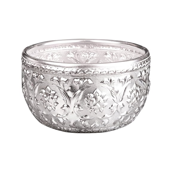 Lynono Co.,Ltd Elegant Thai Themed Silver Pewter Serving Bowl Ideal For Shaved Ice Dessert Treats And Soups Kitchenwares