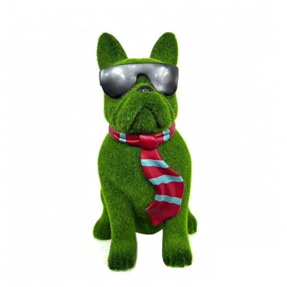 Lynono Co.,Ltd Funny Flocking Dog Sculpture With Sunglasses Durability Resins Lawn Ornament