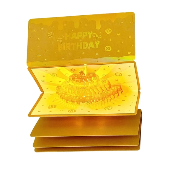 Lynono Co.,Ltd Handmade 3D Birthday Card Features Music And Sparkling Lights Money Envelope