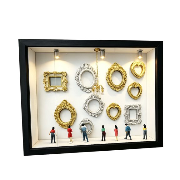 Lynono Co.,Ltd Interactive Craft Shadows Box Set With 10 Changeable Frames 8 Resin Characters And 3 LED Spotlights Frames Collection