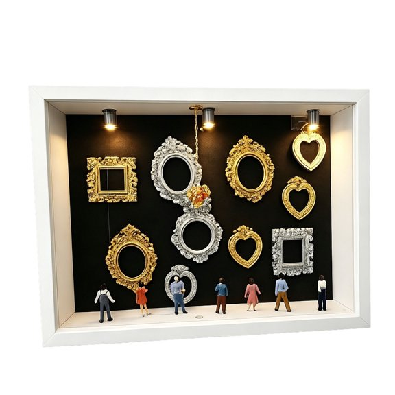 Lynono Co.,Ltd Interactive Craft Shadows Box Set With 10 Changeable Frames 8 Resin Characters And 3 LED Spotlights Frames Collection