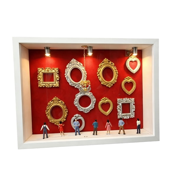Lynono Co.,Ltd Interactive Craft Shadows Box Set With 10 Changeable Frames 8 Resin Characters And 3 LED Spotlights Frames Collection