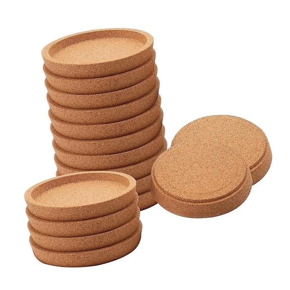 Lynono Co.,Ltd Stackable Cork Coasters Set 16 Piece, Round Cup Mats for Coffee Mugs, Beer Bottles, Water Glasses, Dining and Desk Use