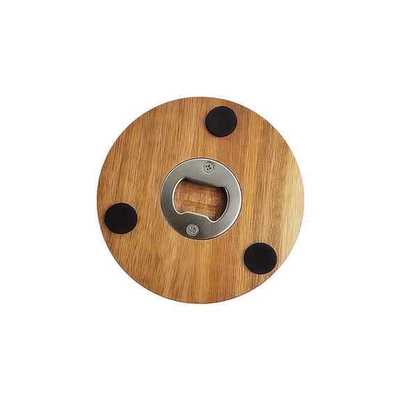 Lynono Co.,Ltd ThickW00denBeverage Coaster Incorporating Bottle Opening Mechanism Cup MatW00dCoaster with Bottle Opener Round with Storage Rack Insulated Cup Pad