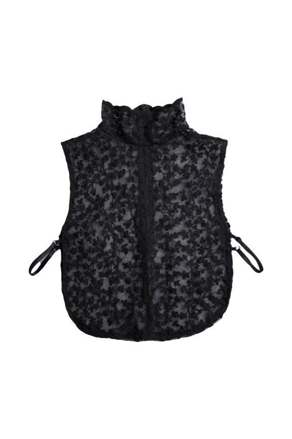 Decorative False Collar with Seethrough Flower Pattern Detachable Collar Neckwear Collar Insrt for Women Outfit Enhancer
