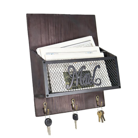 Lynono DecorativeW00dWall Mount Mailbox Holder For Letters Bill And Magazines Use
