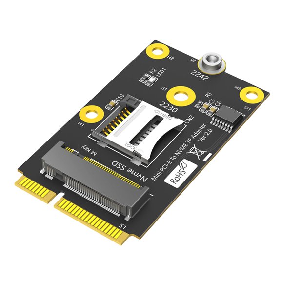 Lynono Double Function Mini PCIE Adapters Support NVMEs SSDs And TF Card For NAS Computer Applications