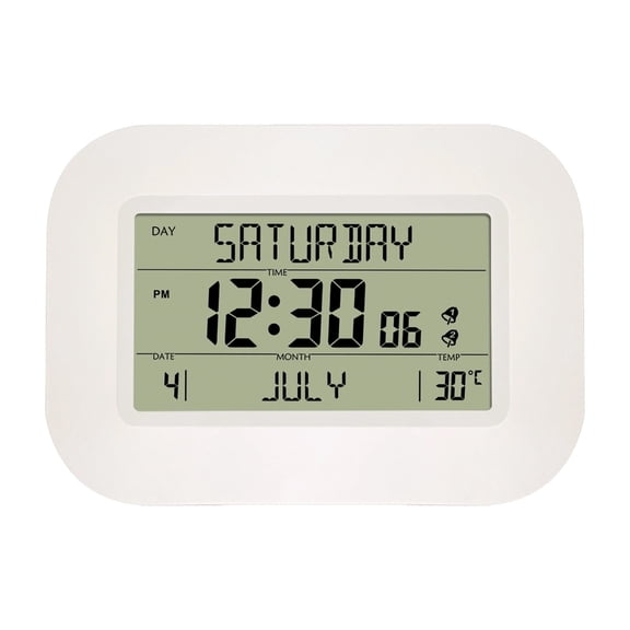 Lynono Elegant LCD Wall Desk Clock Offering Time Date Week Month Temperature Display And Snoozes Function Battery Operated