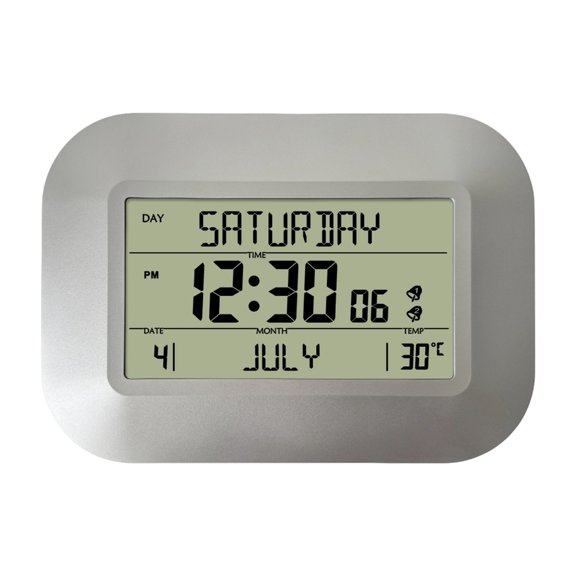 Lynono Elegant LCD Wall Desk Clock Offering Time Date Week Month Temperature Display And Snoozes Function Battery Operated
