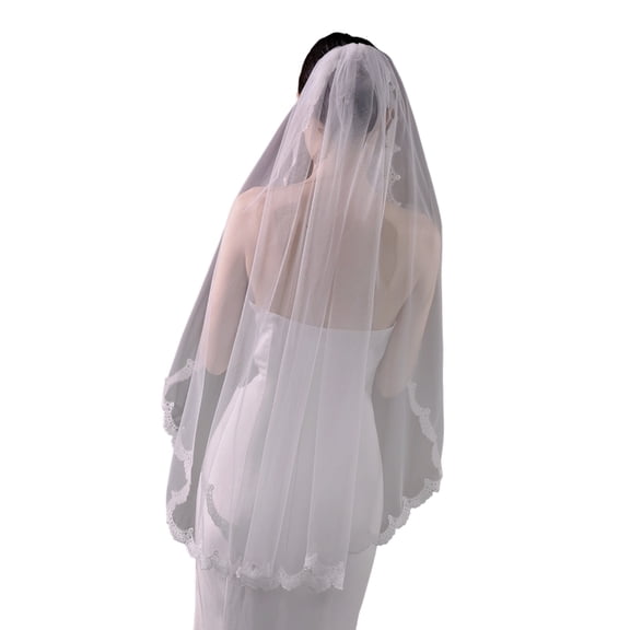 Lynono Elegant Wedding Veils Sheer Tull Veils Headpiece For Ceremony and Special Event