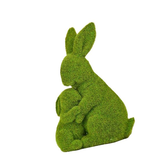 Lynono Flocking Resin Rabbit Statue Set Great For Holiday Tabletops Or Outdoor Display