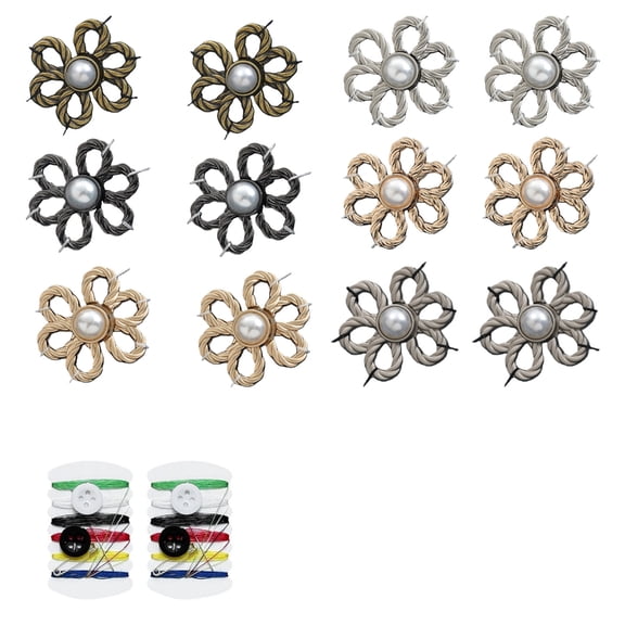 Lynono Flower Alloy Buttons Sew on Clothing Buttons Jeans Waist Tighteners Buckles