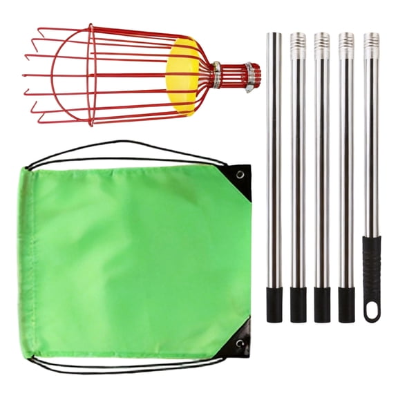 Lynono Fruit Picking with Basket, Apples Picking Tool Adjustable Rod Long Handle Avocados Grabber Tree Fruit Catcher for Harvesting