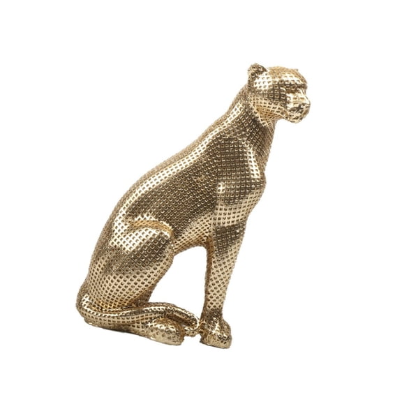 Lynono Gold Leopard Figurine Resin Sitting Cheetah Statue for Shelf and Desk Decors