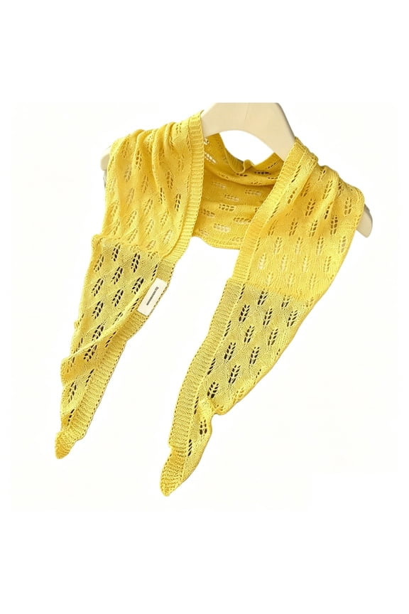 Lightweight Knitted Mesh Triangular Scarf Shawl For Women Summer Breathable Sun Protection Fashion Accessory