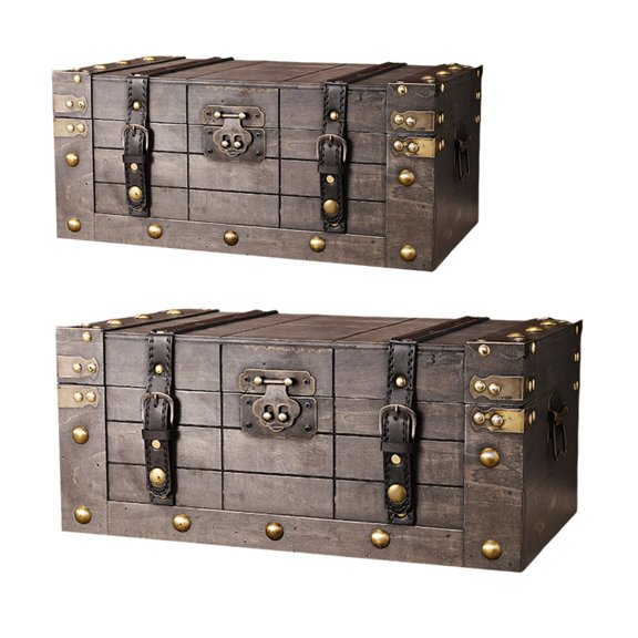 Lynono Locking AntiqueW00denJewelry Storage Box for Home Office DecorationW00dChest