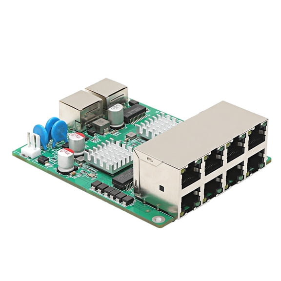 Lynono Mini 10 Port 1000Mbps Networking Switches 8 Poe Port Supports 9-60V Power Input