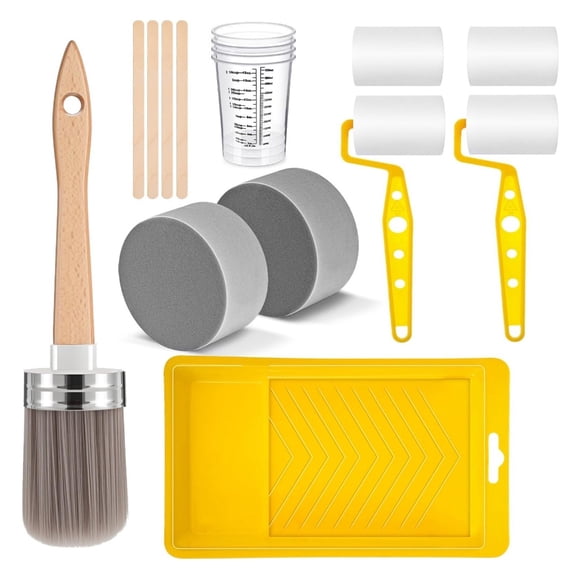 Lynono Multipurpose 18 Pieces Paint Brush Roller Essential Painting Tools Supplies Set For Home Improvement And Hand Crafts