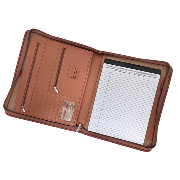 Lynono PU Conference Folder with Lined Notepads Multi Pockets Card Slots For Meetings