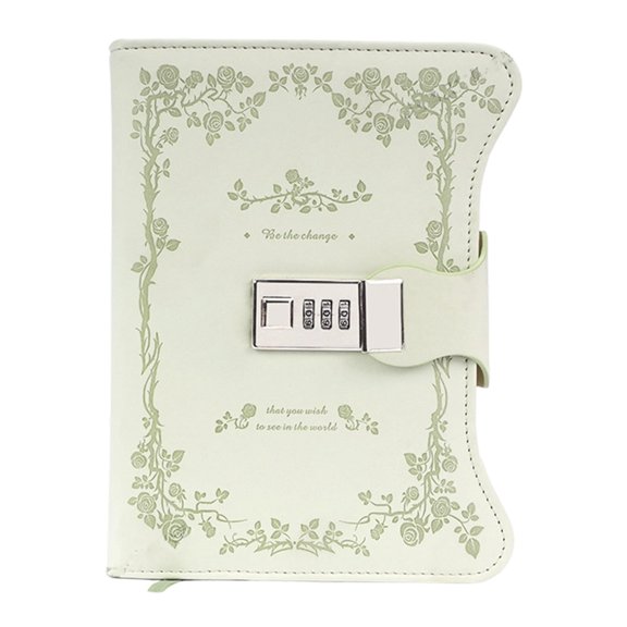 Lynono Password Lock PU Diary Notebook with 360 Pages Ribbon Bookmarks for Journaling