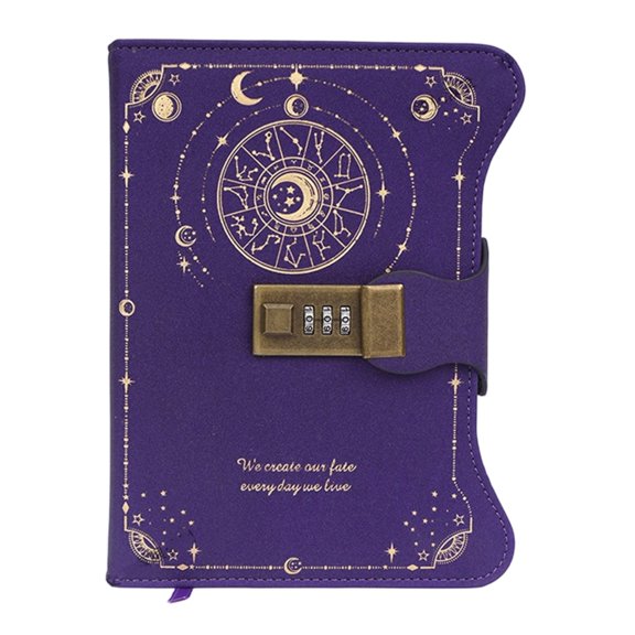 Lynono Password Lock PU Diary Notebook with 360 Pages Ribbon Bookmarks for Journaling