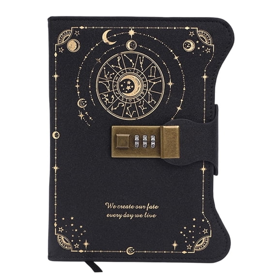 Lynono Password Lock PU Diary Notebook with 360 Pages Ribbon Bookmarks for Journaling