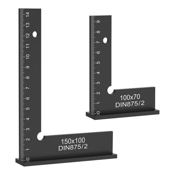 Lynono Portable 2 Piece 90 Degree Square Ruler with Wide Base for Stable Woodworking and Metal Cutting Aluminum Square Ruler