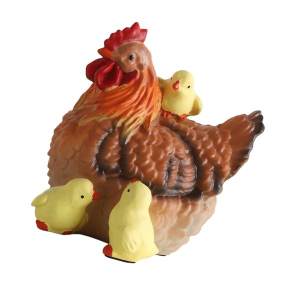 Lynono Resin Hen and Chick Statue Outdoor Decoration Hen Chick Decors Chicken Figurine