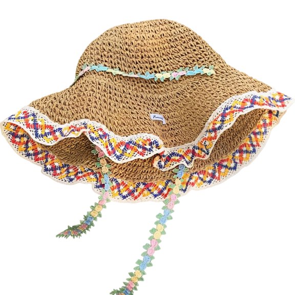 Lynono Stylish Unisex Paper Straw Hat With Fashionable Color Ropes Outdoor Hat Perfect For Beach City Commute