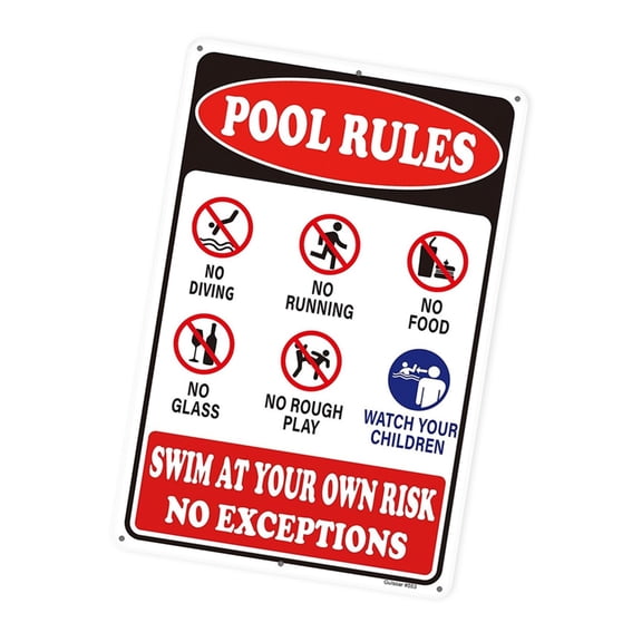 Lynono Swimming Pool Rules Sign Outdoor Safety Warning Notice Board Metal Warning Swim At Your Own Risk Sign