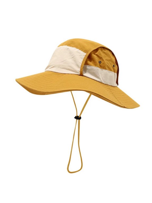 Unisex Bucket Hat With Drawstring Closure Sun Protection For Hiking Beach Unisex Foldable Design
