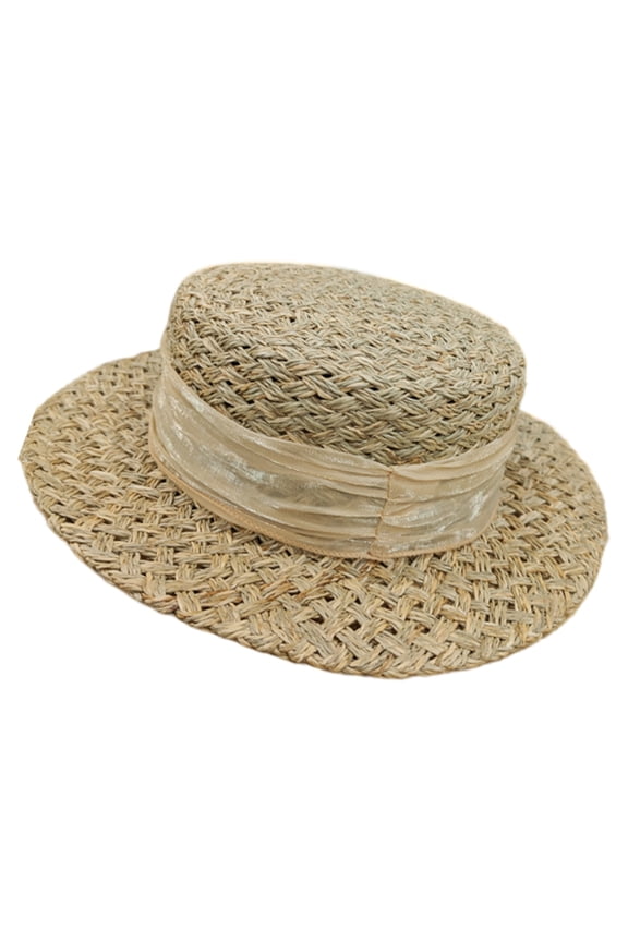 Women's Foldable Ribbon Decorated Victorian Hat Paper Straw Sun Protections