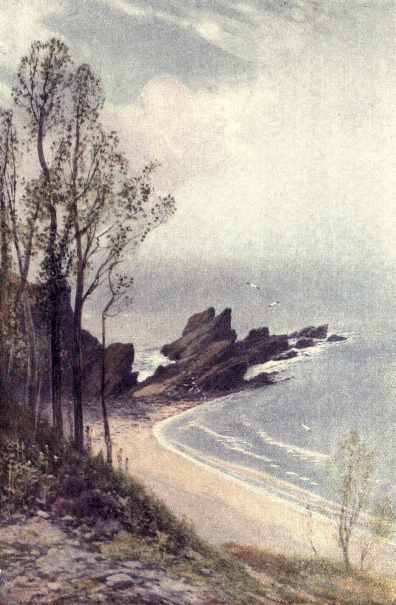 Lynton & Lynmouth 1919 Lee Bay Canvas Art - Frederick J Widgery (18 x 24)