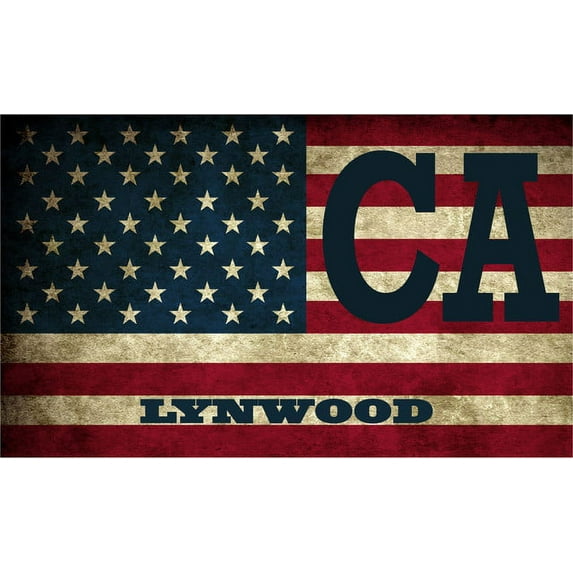 Lynwood CA California Los Angeles County Vintage US Flag Decal Bumper Sticker 3M Vinyl 3" x 5"