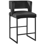 Lynx Black Velvet Bar Stools in Matte Black Set of 2
