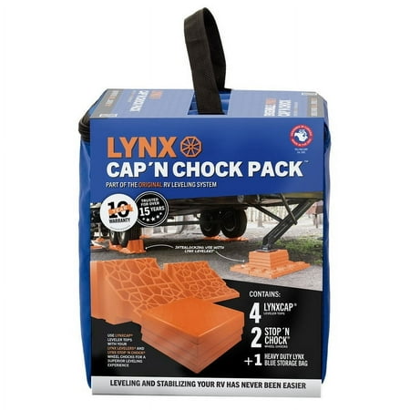 Lynx Cap N 'Chock Pack 00071, Orange Plastic, RV Accessories with Interlocking